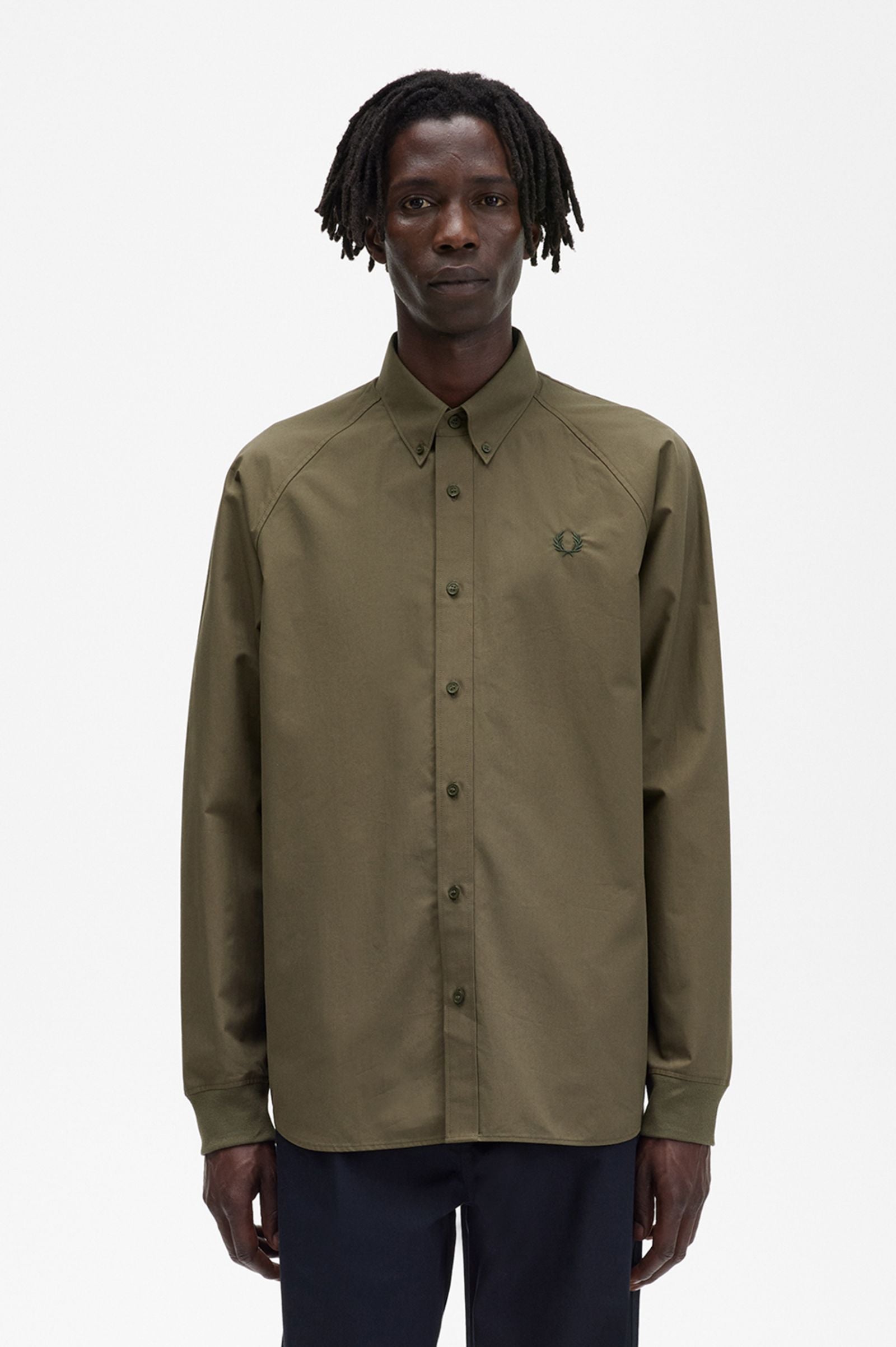 fred perry green oxford shirt