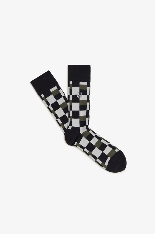 Fred Perry Glitch Print Brushed Sock Black