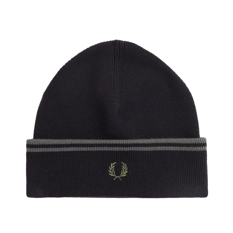 Fred Perry Twin Tipped Merino Wool Beanie Black / Field Green