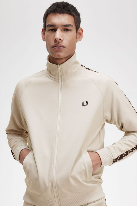 Fred Perry Contrast Tape Track Jacket Light Oyster / Black
