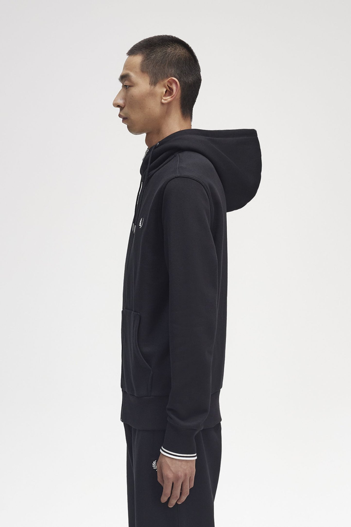 Fred Perry Hooded Zip Through Sweatshirt Black