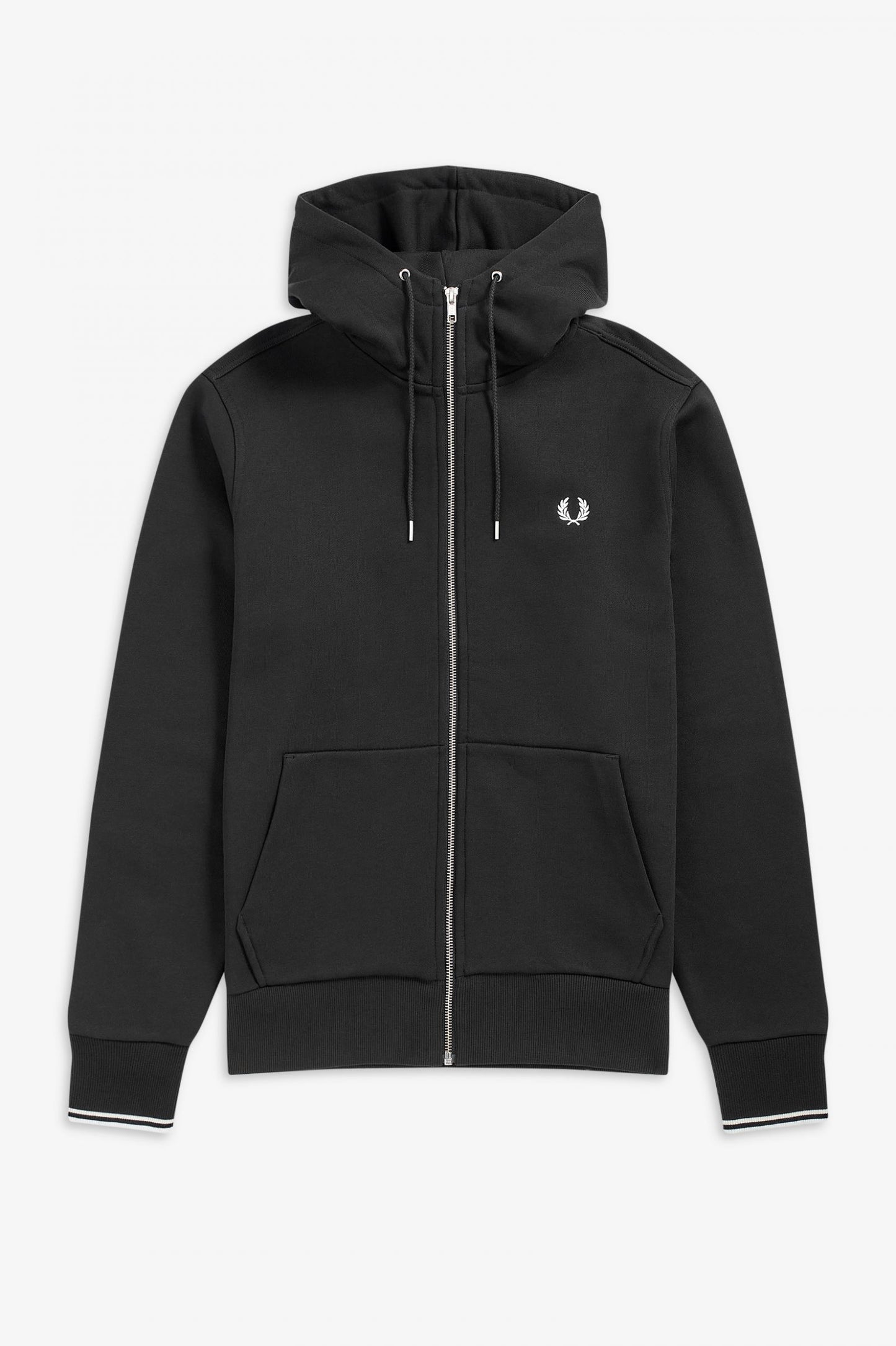 Fred Perry Hooded Zip Through Sweatshirt Black