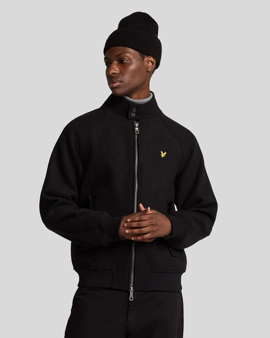 Lyle & Scott Double Face Wool Harrington Jacket Jet Black