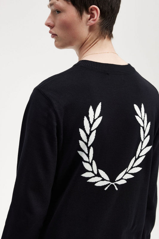 Fred Perry Graphic Laurel Wreath Jumper Black