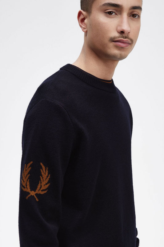 Fred Perry Laurel Wreath Crew- Neck Jumper Navy