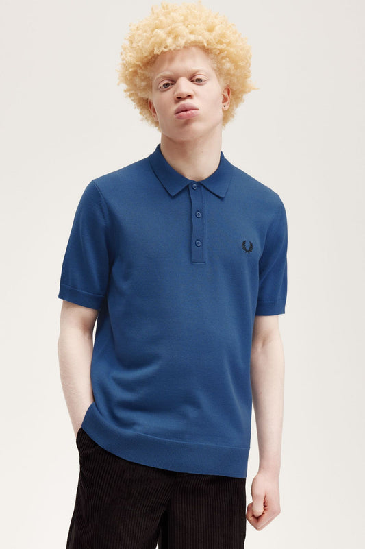 Fred Perry Classic Knitted Shirt Midnight Blue