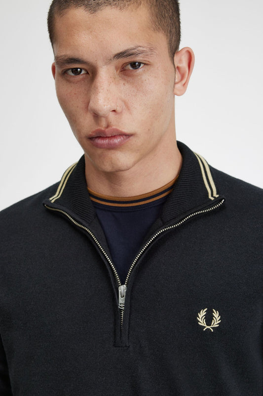 Fred Perry Classic Half Zip Jumper Black