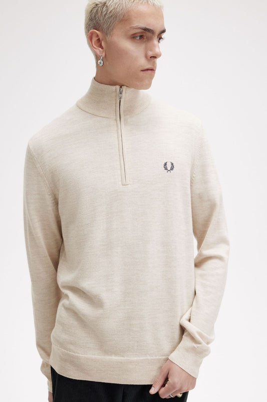 Fred Perry Classic Half Zip Jumper Porridge Marl