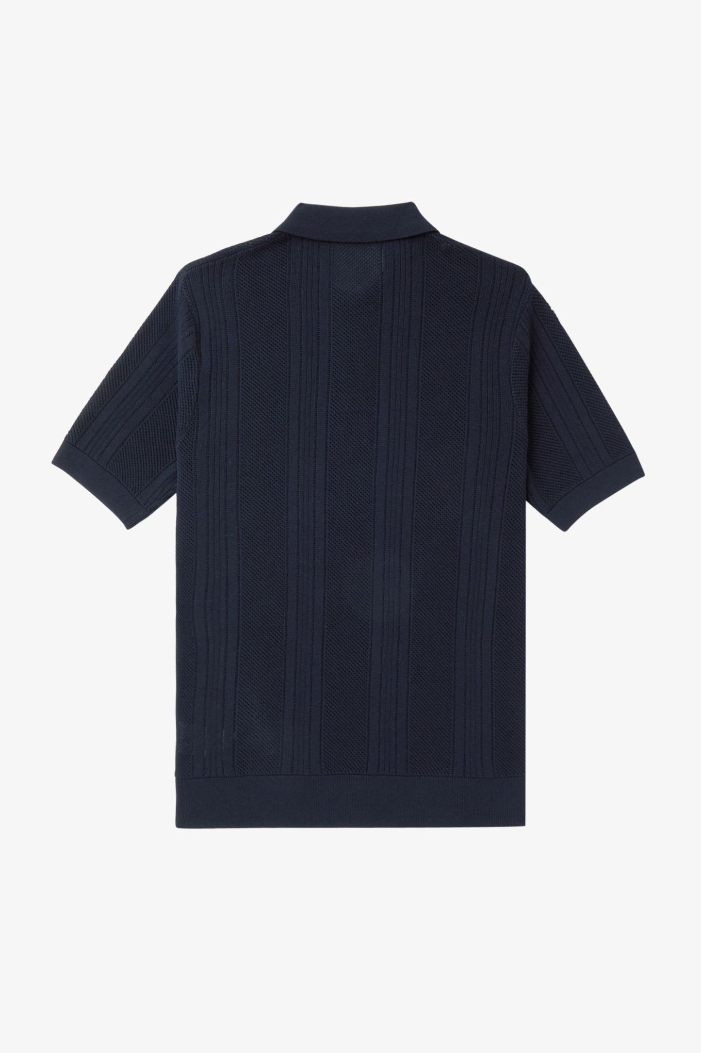 Fred Perry Pointelle Panel Knitted Shirt Navy