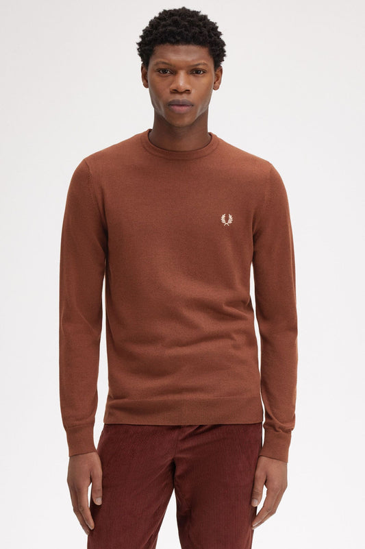 Fred Perry Classic Crew Neck Jumper Whisky Brown