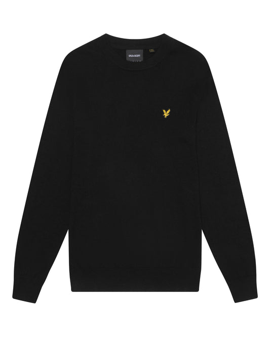 Lyle & Scott Cotton Merino Crew Neck Jumper Jet Black