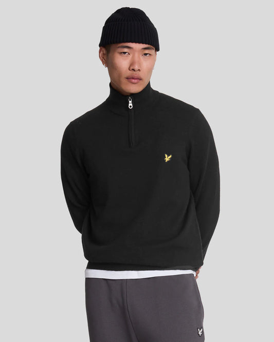 Lyle & Scott Cotton Merino 1/4 Zip Jumper Jet Black