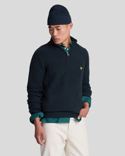 Lyle & Scott Shaker Stitch 1/4 Zip Jumper Dark Navy