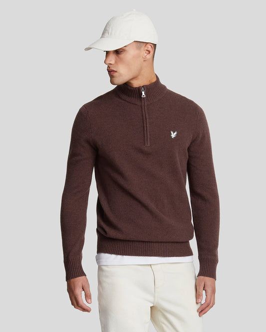 Lyle & Scott Premium Lambswool 1/4 Zip Jumper Rubber Red