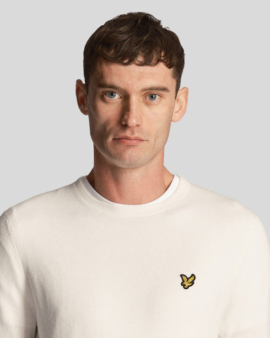 Lyle & Scott Cotton Merino Crew Neck Jumper Chalk