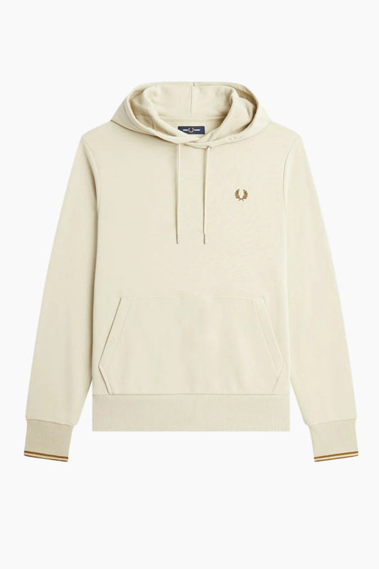 Fred Perry Tipped Hooded Sweatshirt Ecru / Whiskey / Brown