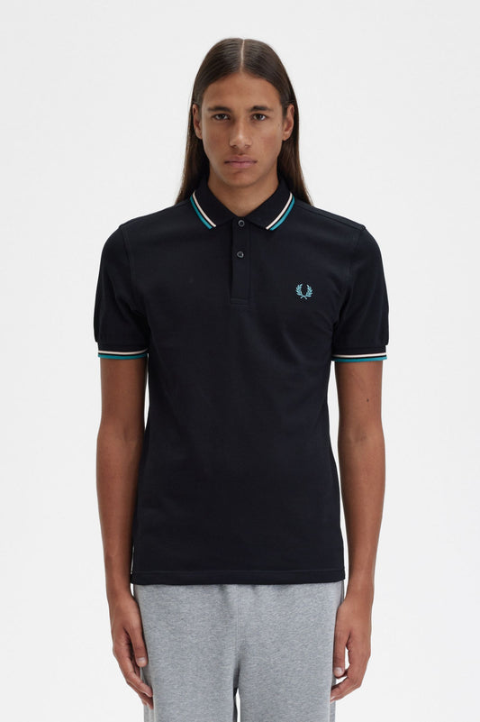 Fred Perry Polo M3600 Black / Silky Peach / Deep Mint