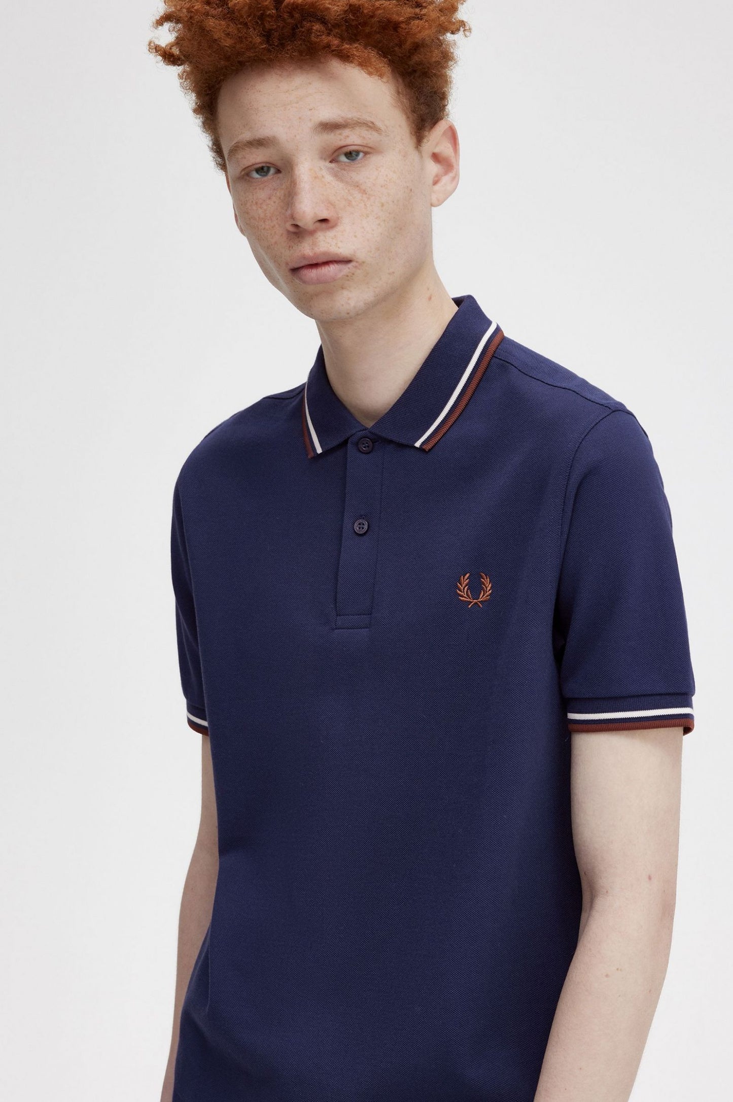 Fred Perry Polo M3600 French Navy / Ecru / Whiskey Brown