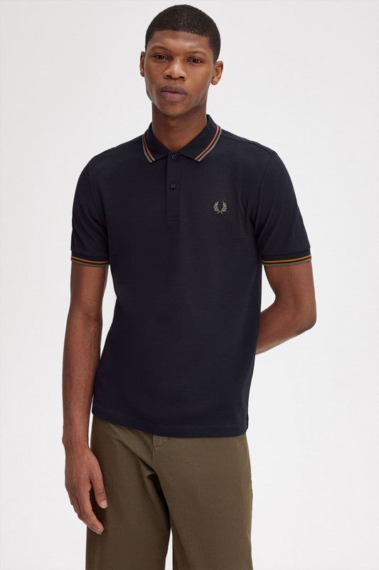 Fred Perry Polo M3600 Navy / Nut Flake / Whiskey Brown