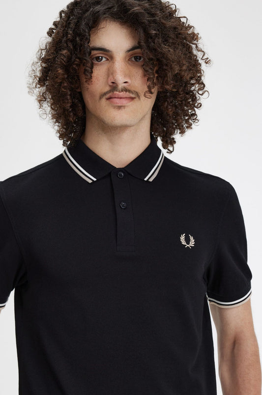 Fred Perry Polo M3600 Black / Snow White / Warmgrey