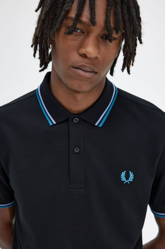 Fred Perry Polo M3600 Black / Light Smoke / Acean Blue