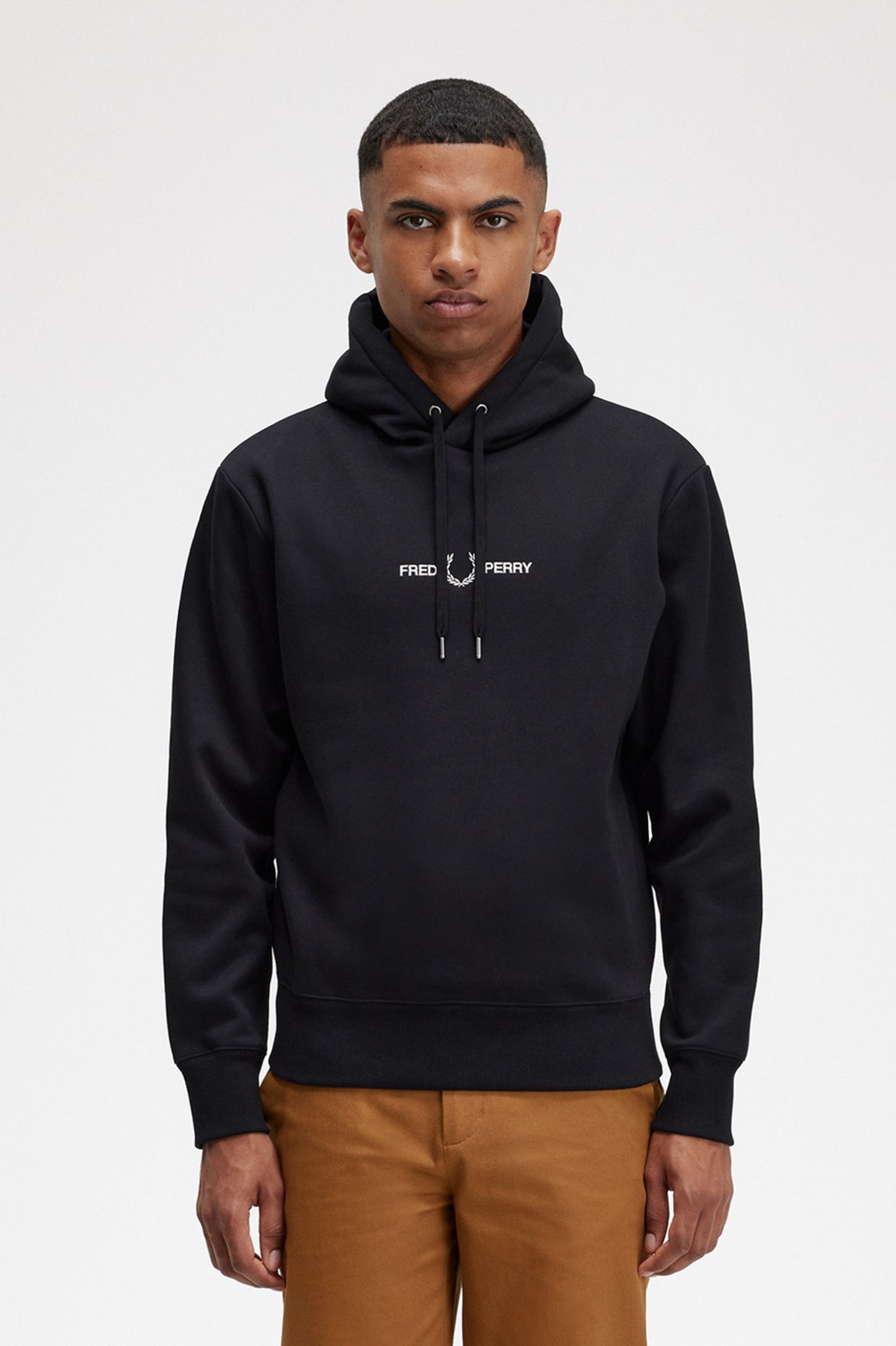 Fred Perry Embroidered Hooded Sweatshirt Black
