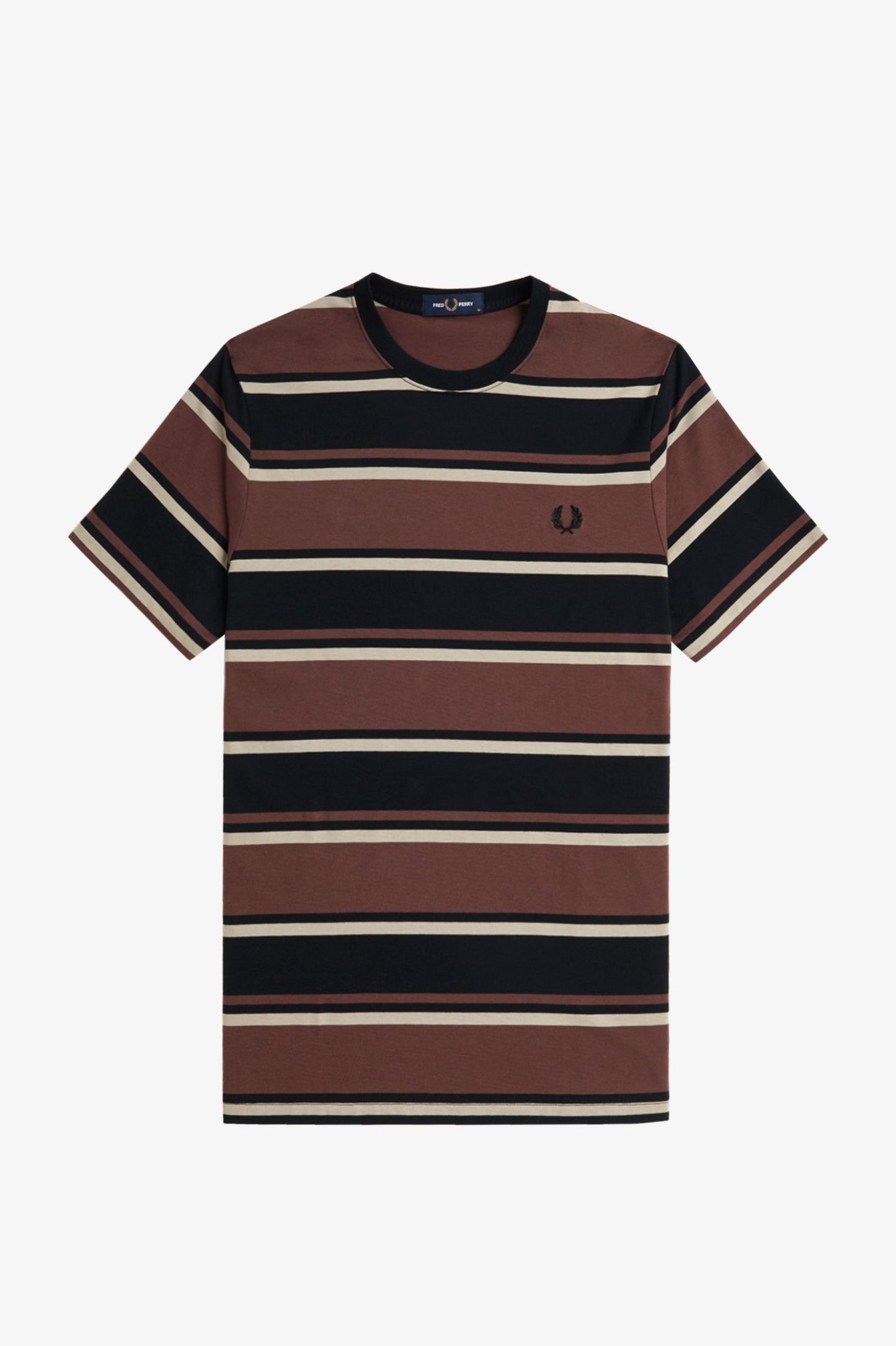 Fred Perry Stripe T-Shirt Black / Warm Grey / Brick