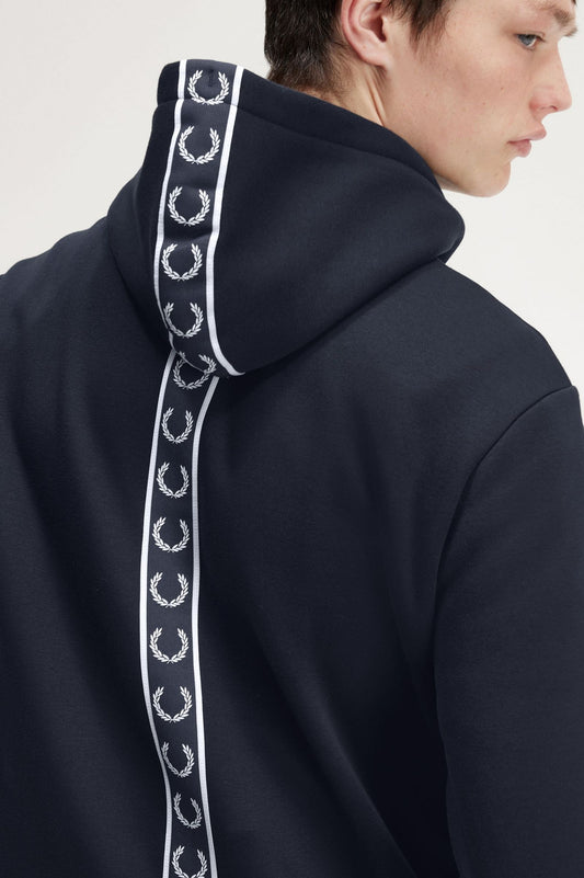 Fred Perry Tape Detail Hooded Sweatshirt Navy