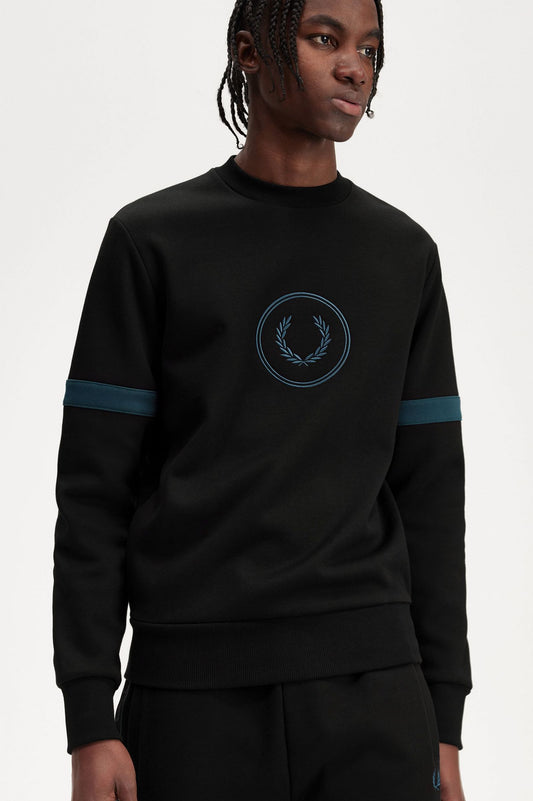 Fred Perry colour block branded sweatshirt Black