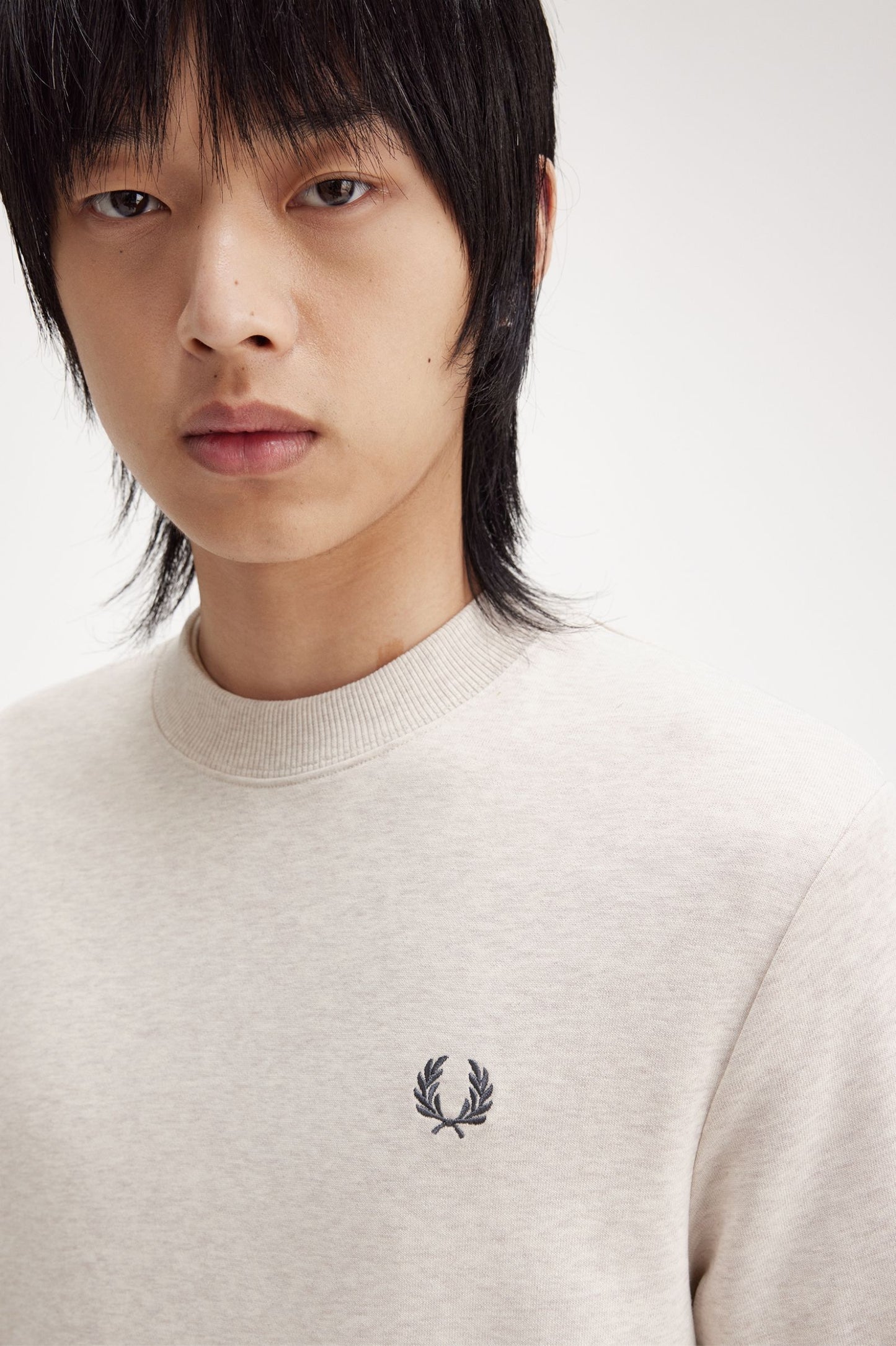 Fred Perry Crew Neck Sweatshirt Porridge Marl / Anchor Grey