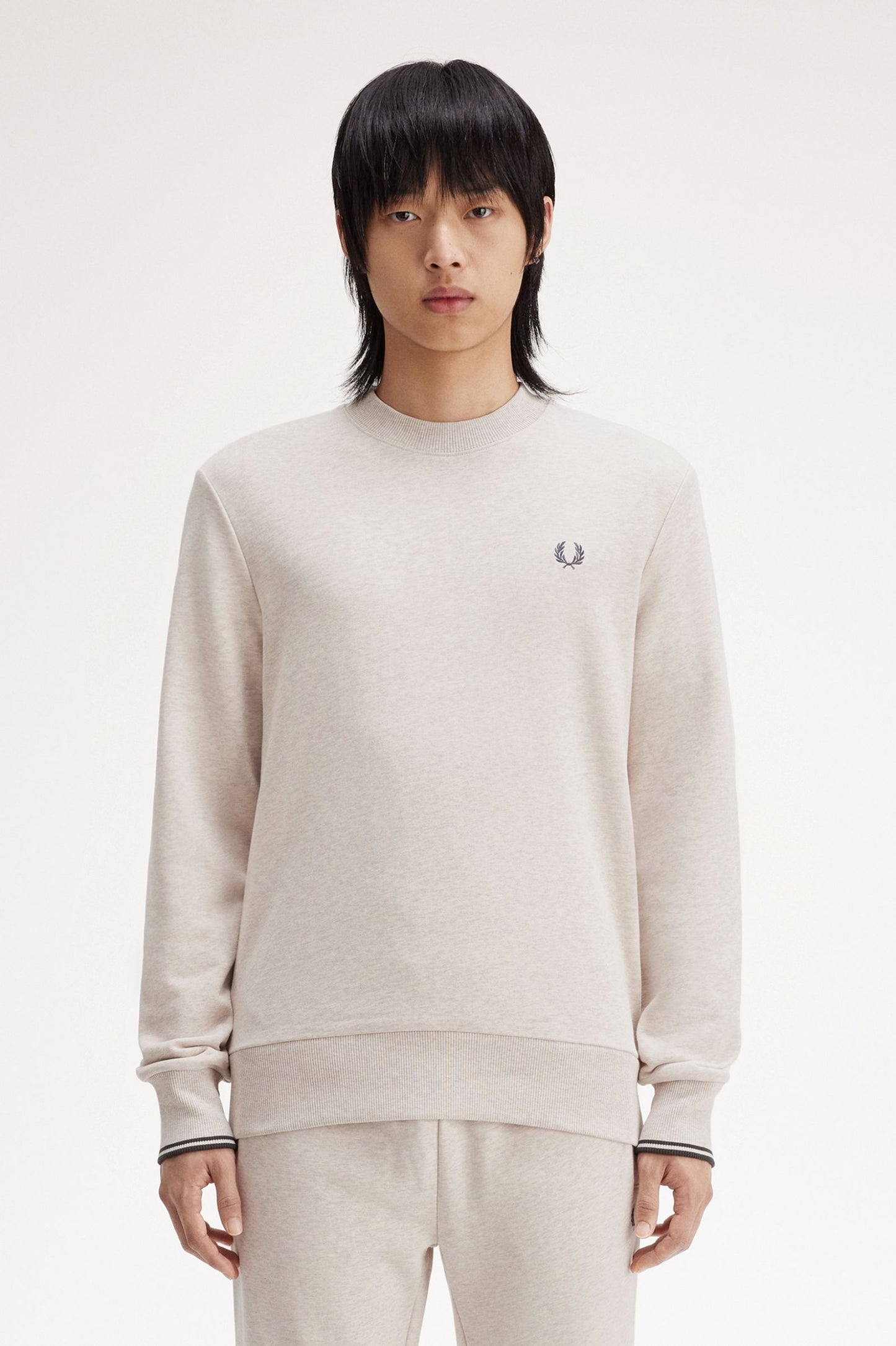 Fred Perry Crew Neck Sweatshirt Porridge Marl / Anchor Grey