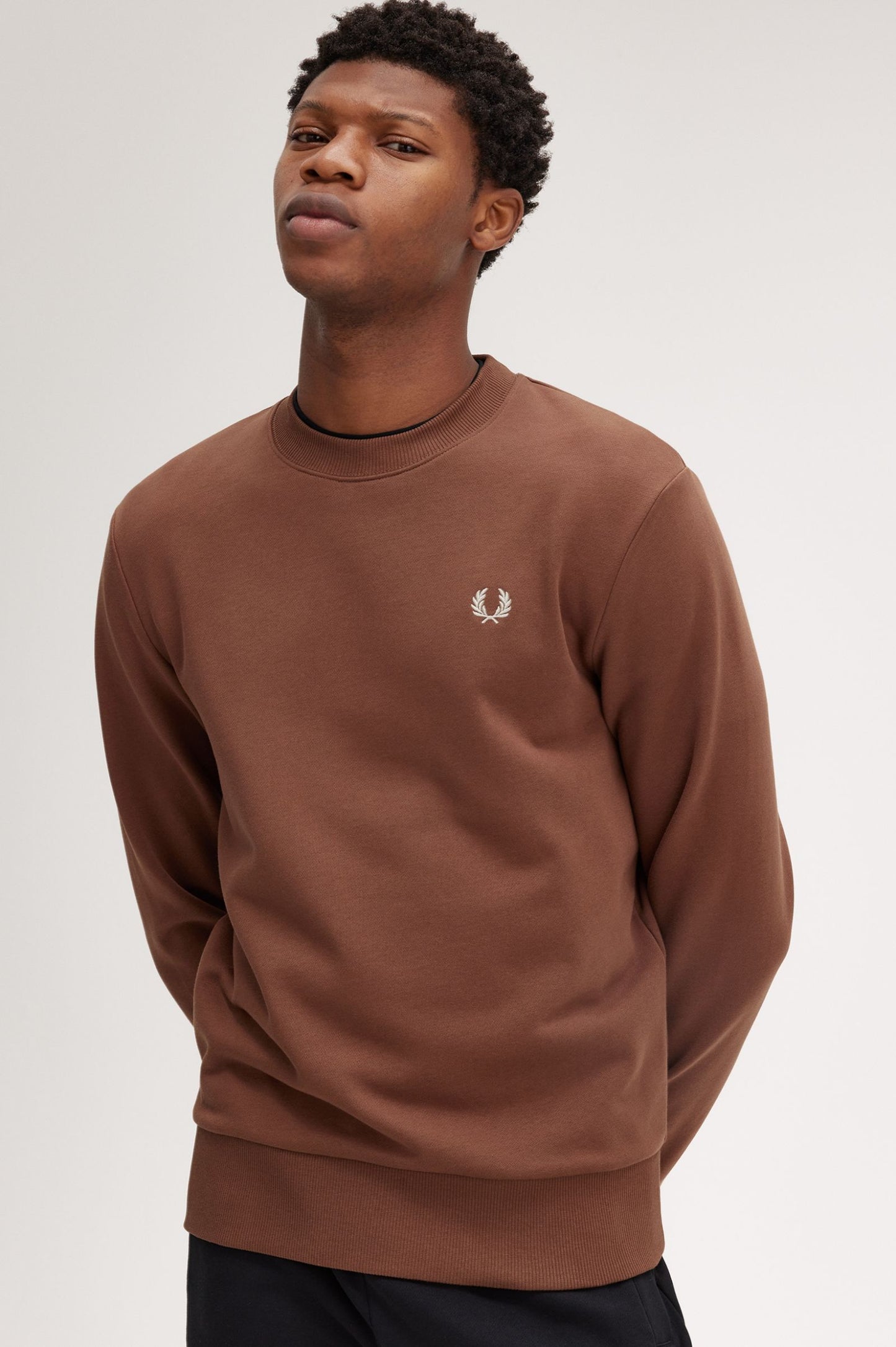 Fred Perry Crew Neck Sweatshirt Whisky Brown / Porridge Marl