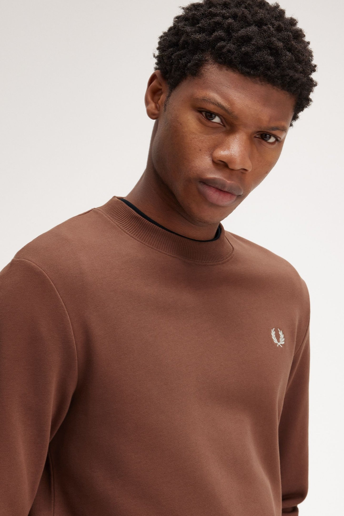 Fred Perry Crew Neck Sweatshirt Whisky Brown / Porridge Marl