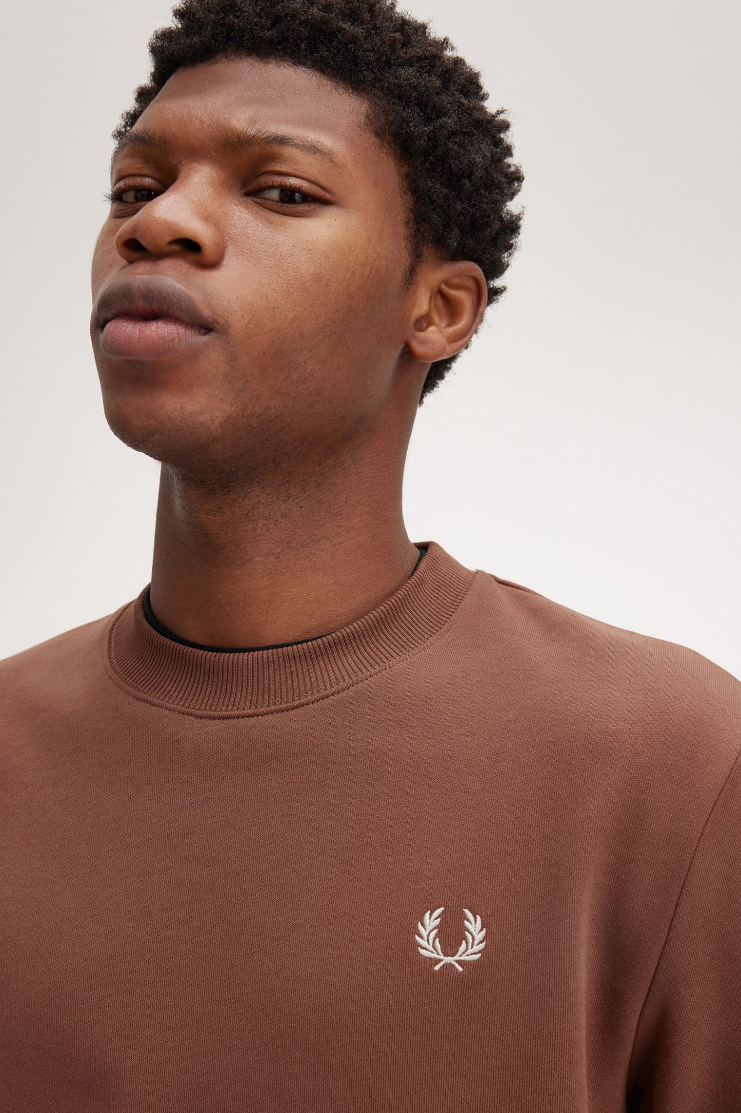 Fred Perry Crew Neck Sweatshirt Whisky Brown / Porridge Marl