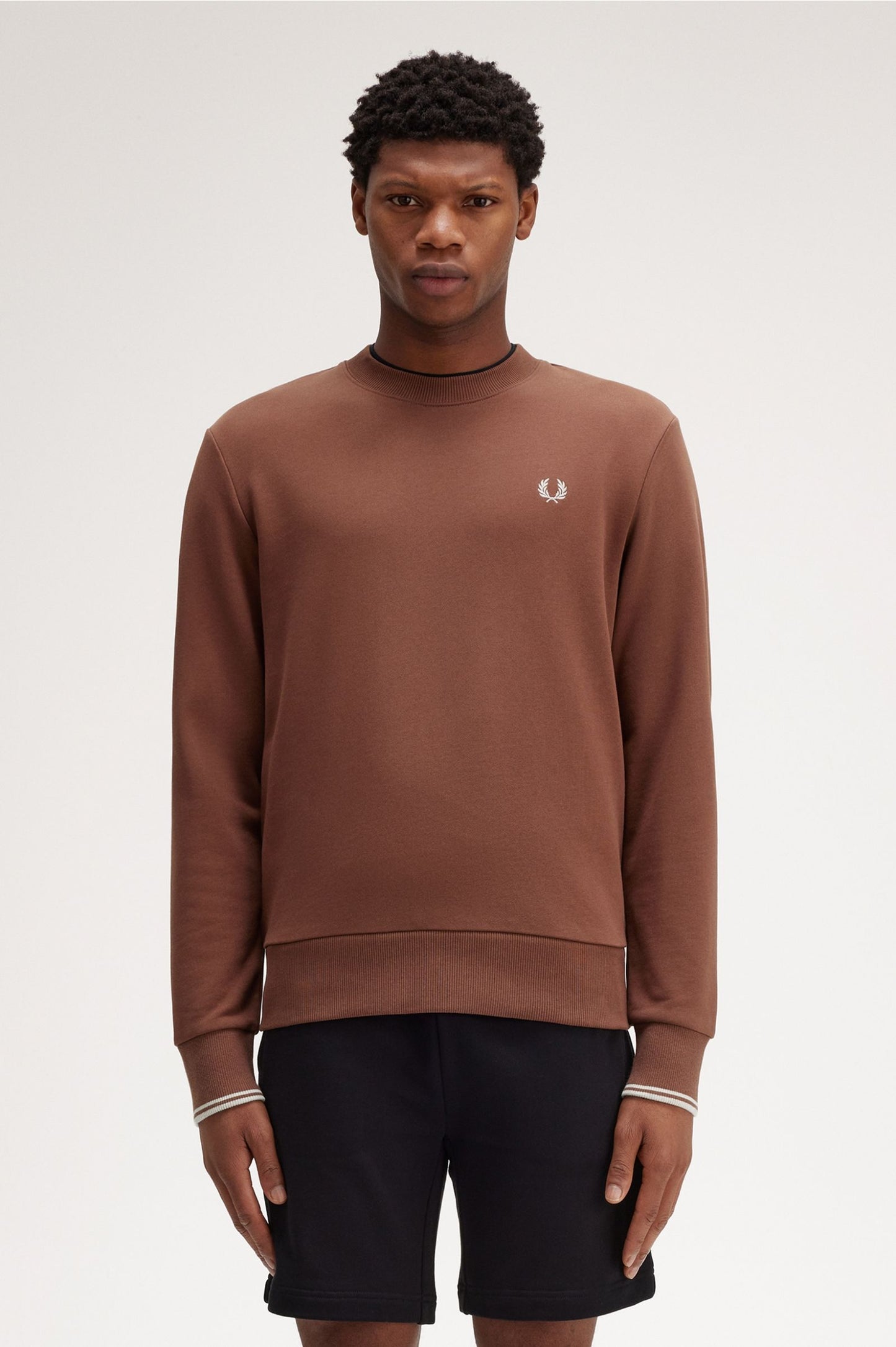 Fred Perry Crew Neck Sweatshirt Whisky Brown / Porridge Marl