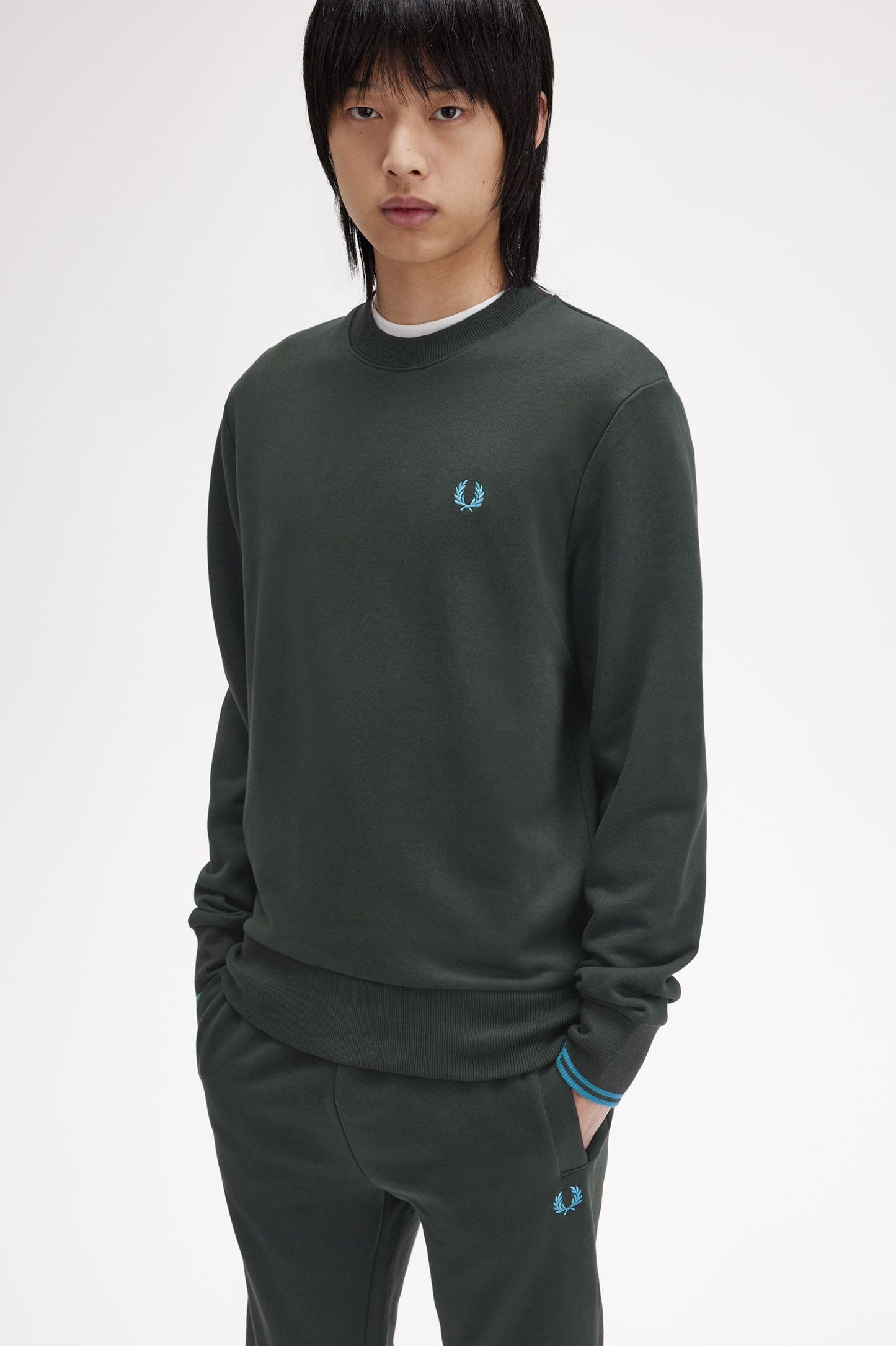 Fred Perry Crew Neck Sweatshirt Nightgreen / Ocean