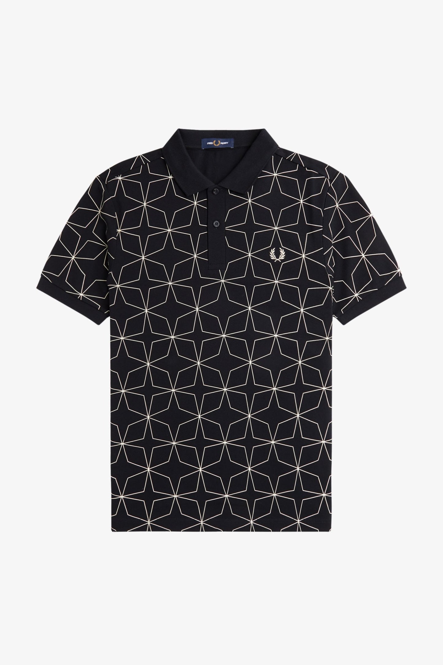 Fred Perry Geometric Polo Shirt Black