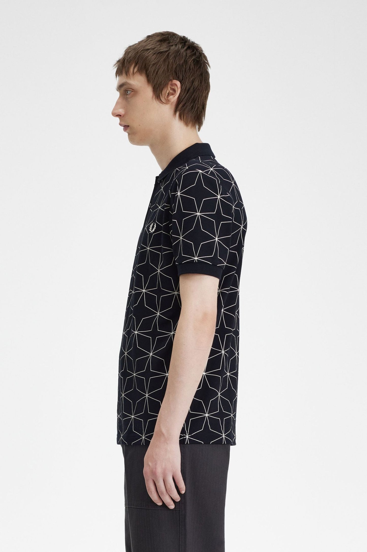 Fred Perry Geometric Polo Shirt Black