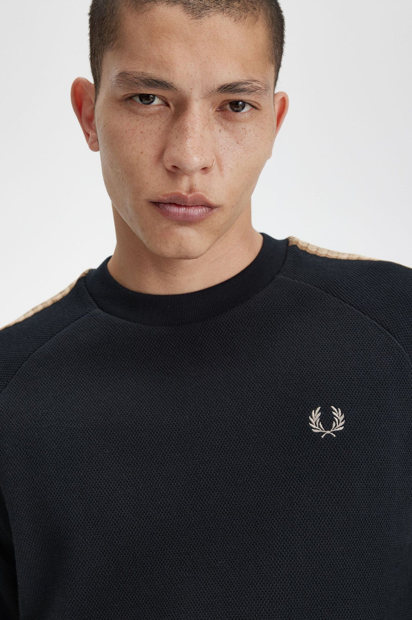 Fred Perry Tape Detail Long Sleeve Shirt Black