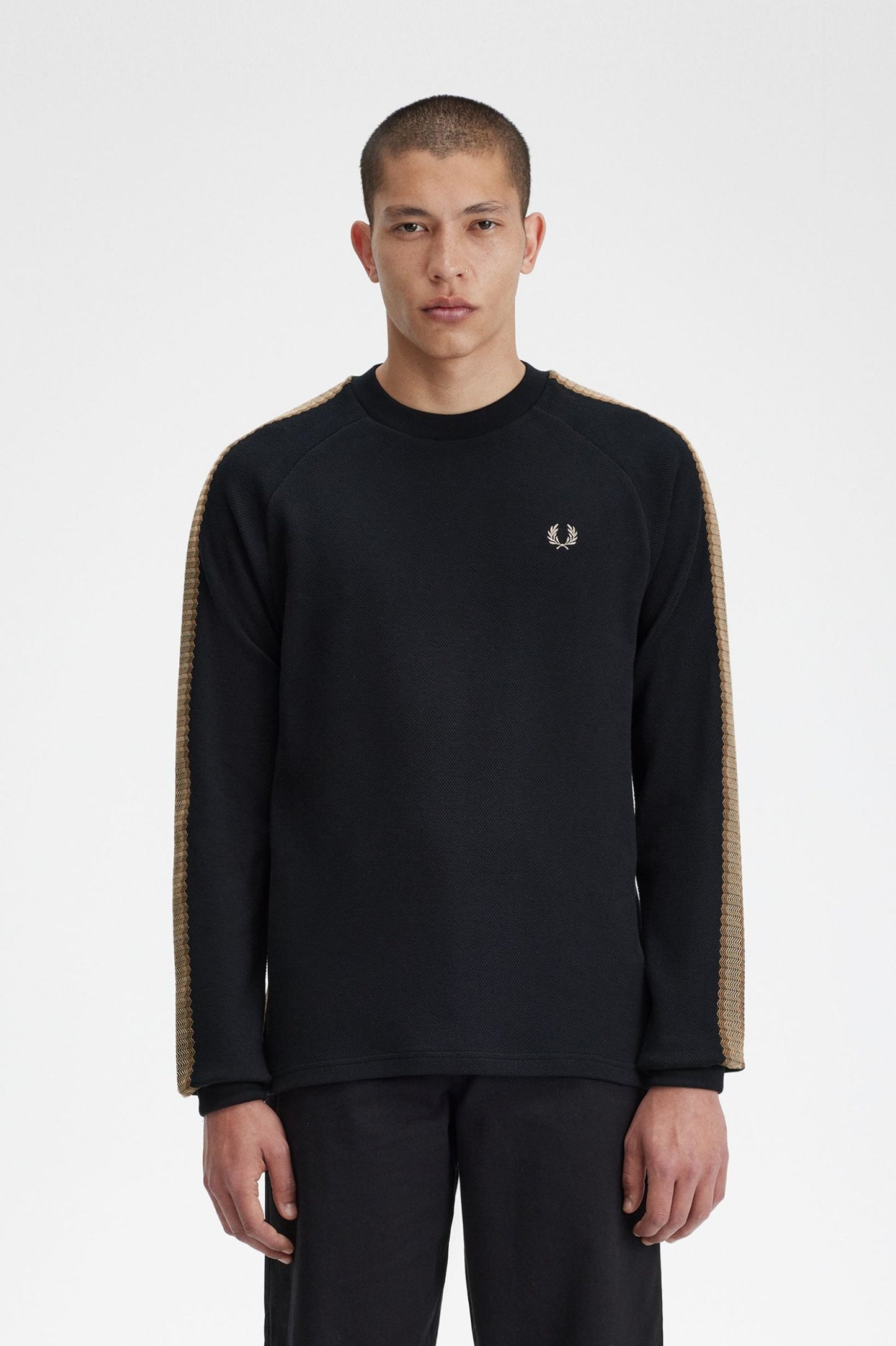 Fred Perry Tape Detail Long Sleeve Shirt Black