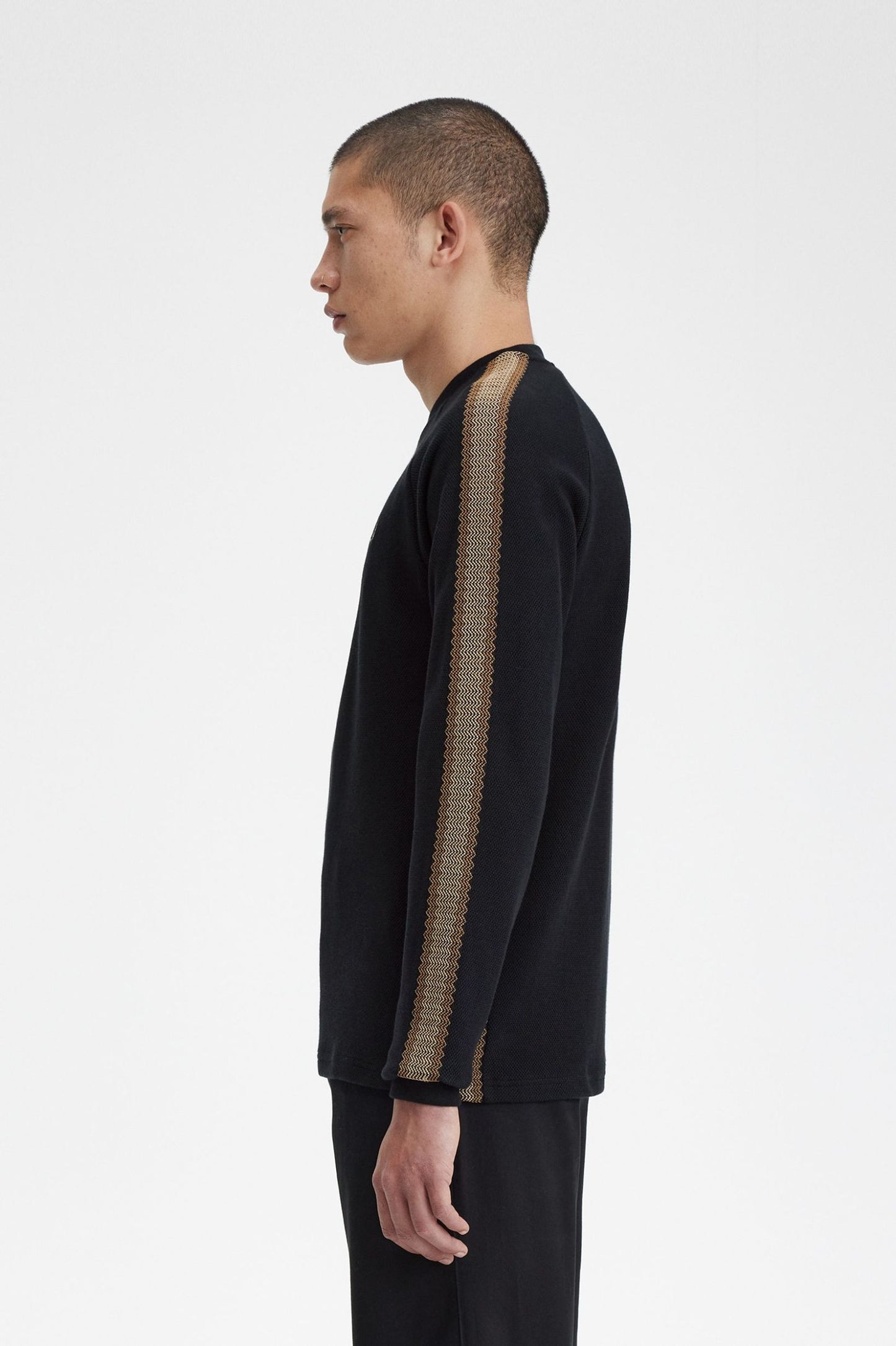 Fred Perry Tape Detail Long Sleeve Shirt Black