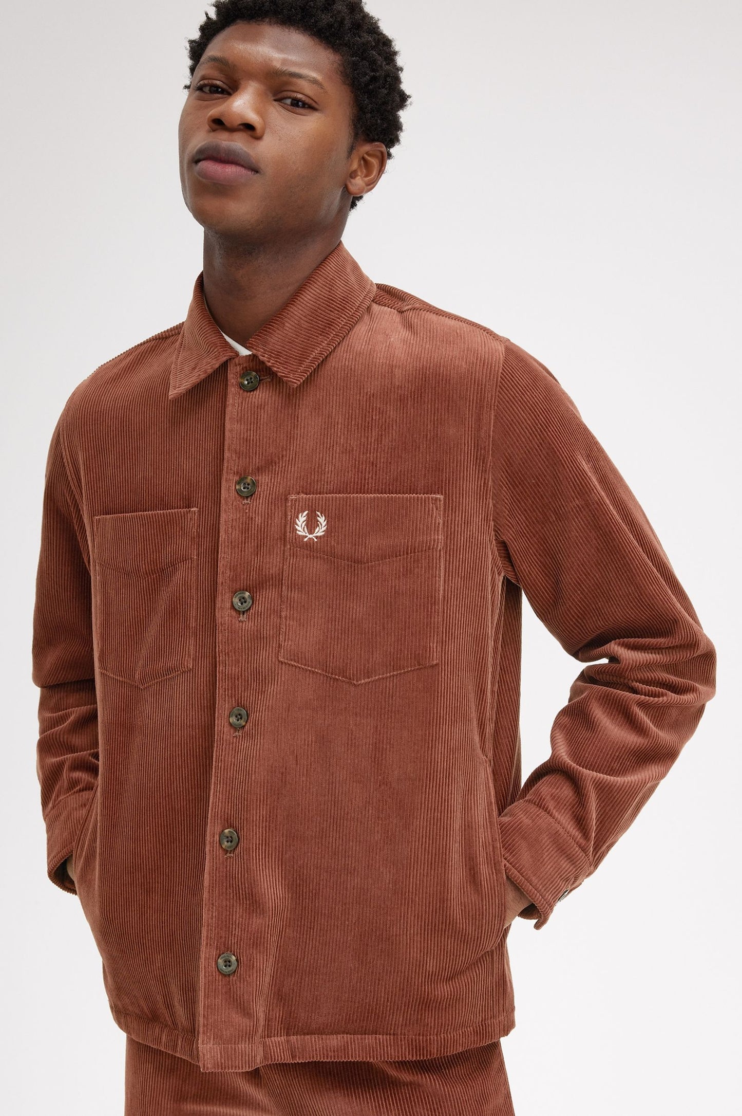 Fred Perry Corduroy Overshirt Whiskey Brown