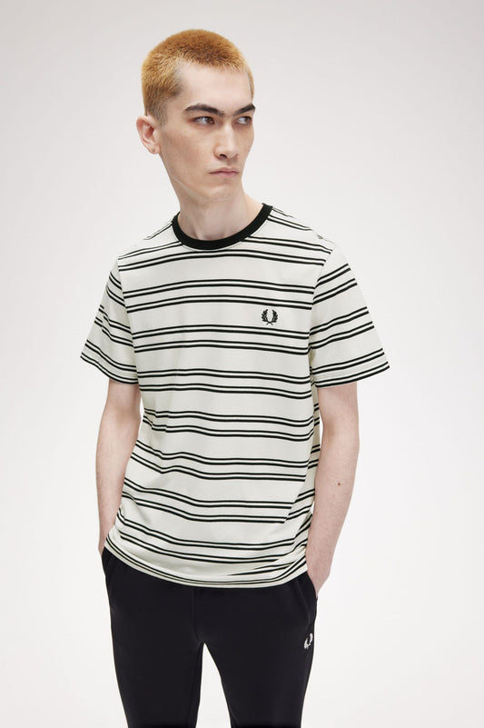 Fred Perry Stripe T-Shirt Ecru / Black