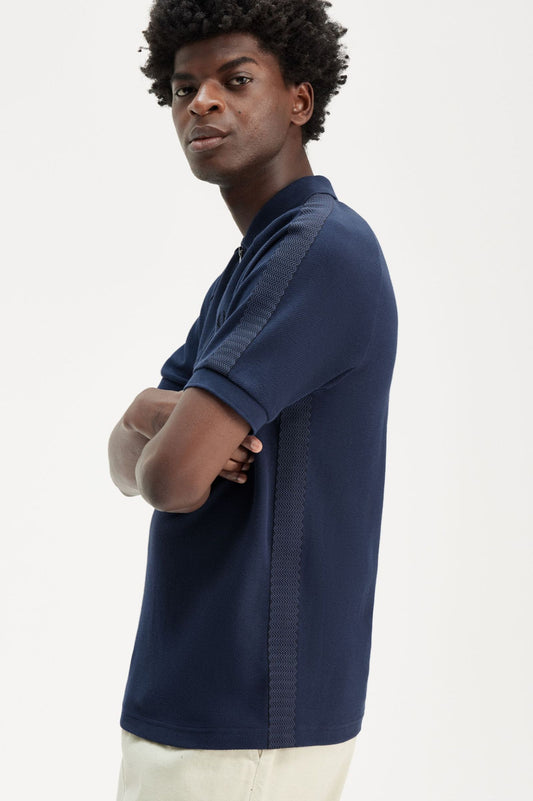 Fred Perry Honeycomb Taped Polo Shirt Dark Carbon