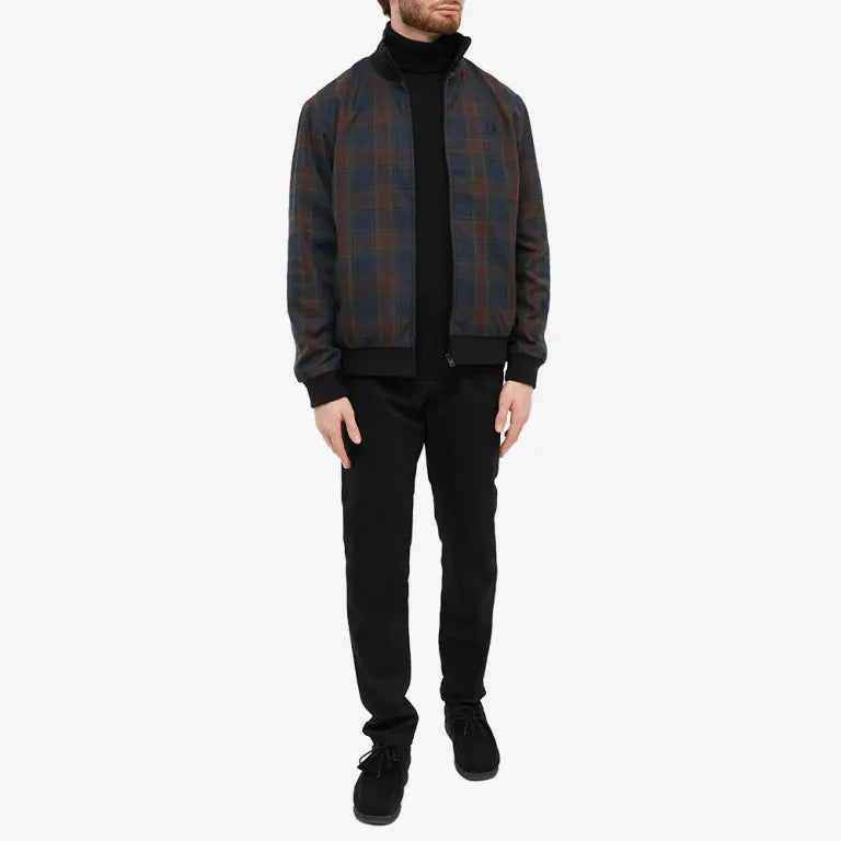 Fred Perry Tartan Zip Through Jacket French Navy