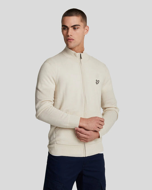 Lyle & Scott Premium Cashmere Blend Zip Through Jumper Discovery Khaki