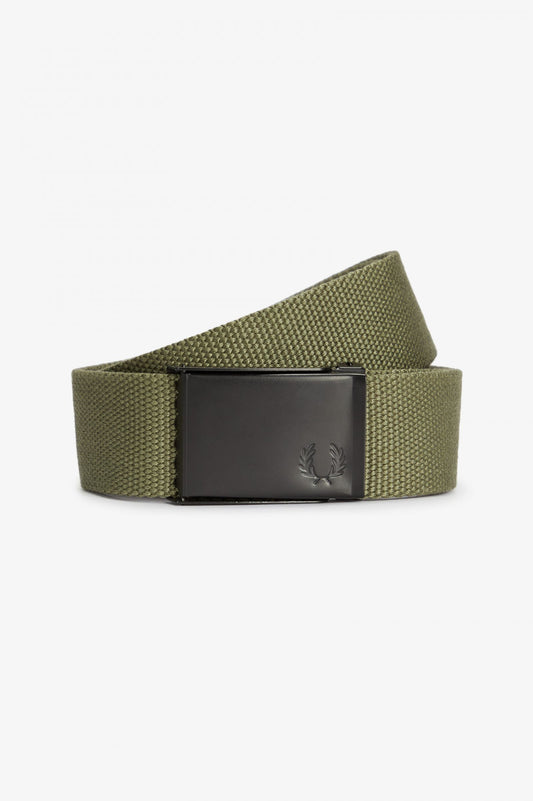 Fred Perry Graphic Branded Webbing Belt Army Green