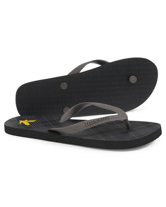 Lyle & Scott Flip Flop  True Black / Volcanic Glass Check