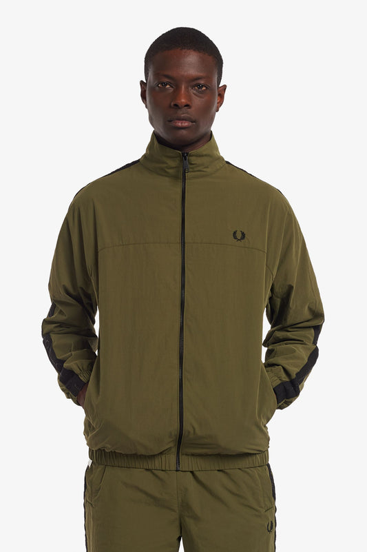 Fred Perry Tonal Taped Shell Jacket Army Green