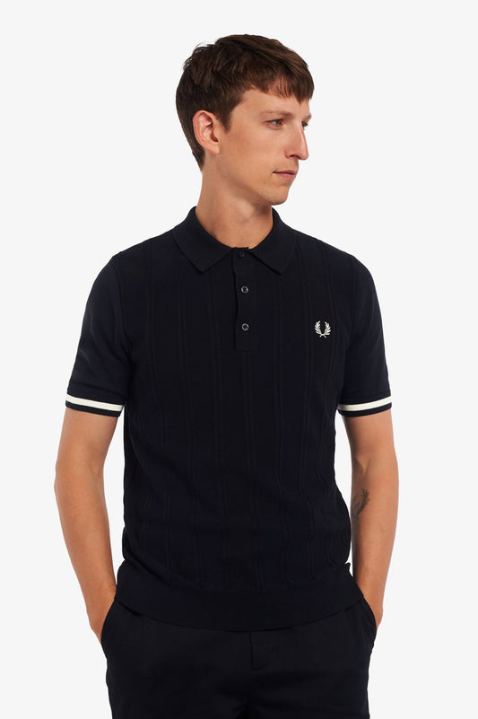 Fred Perry Tipping Texture Knitted Shirt Black